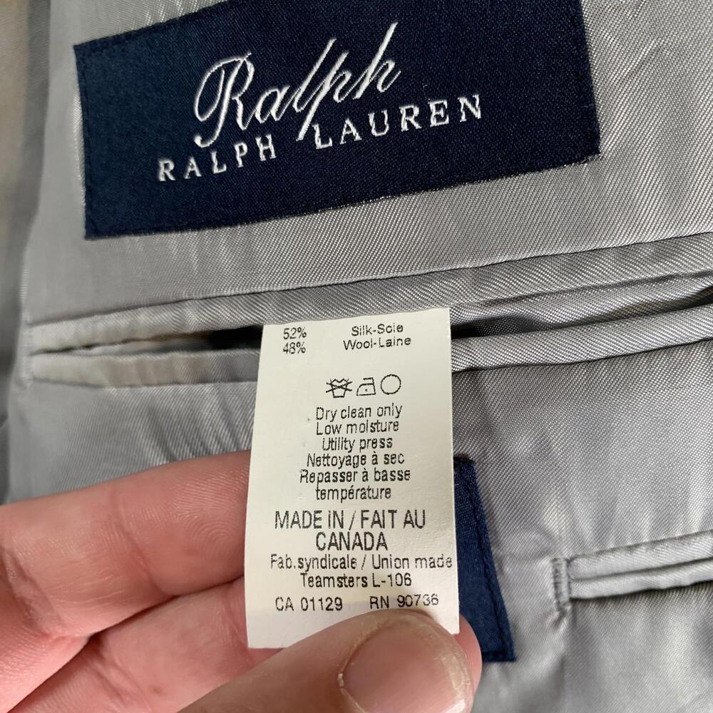 Ralph Lauren Blazer Mens 42R Plaid Wool Silk Sport Coat Dillard’s Made Canada - Picture 13 of 15